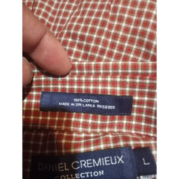 New Daniel Cremieux Collection Fine Italian Fabric Red Plaid Shirt Size Large L - Picture 8 of 13